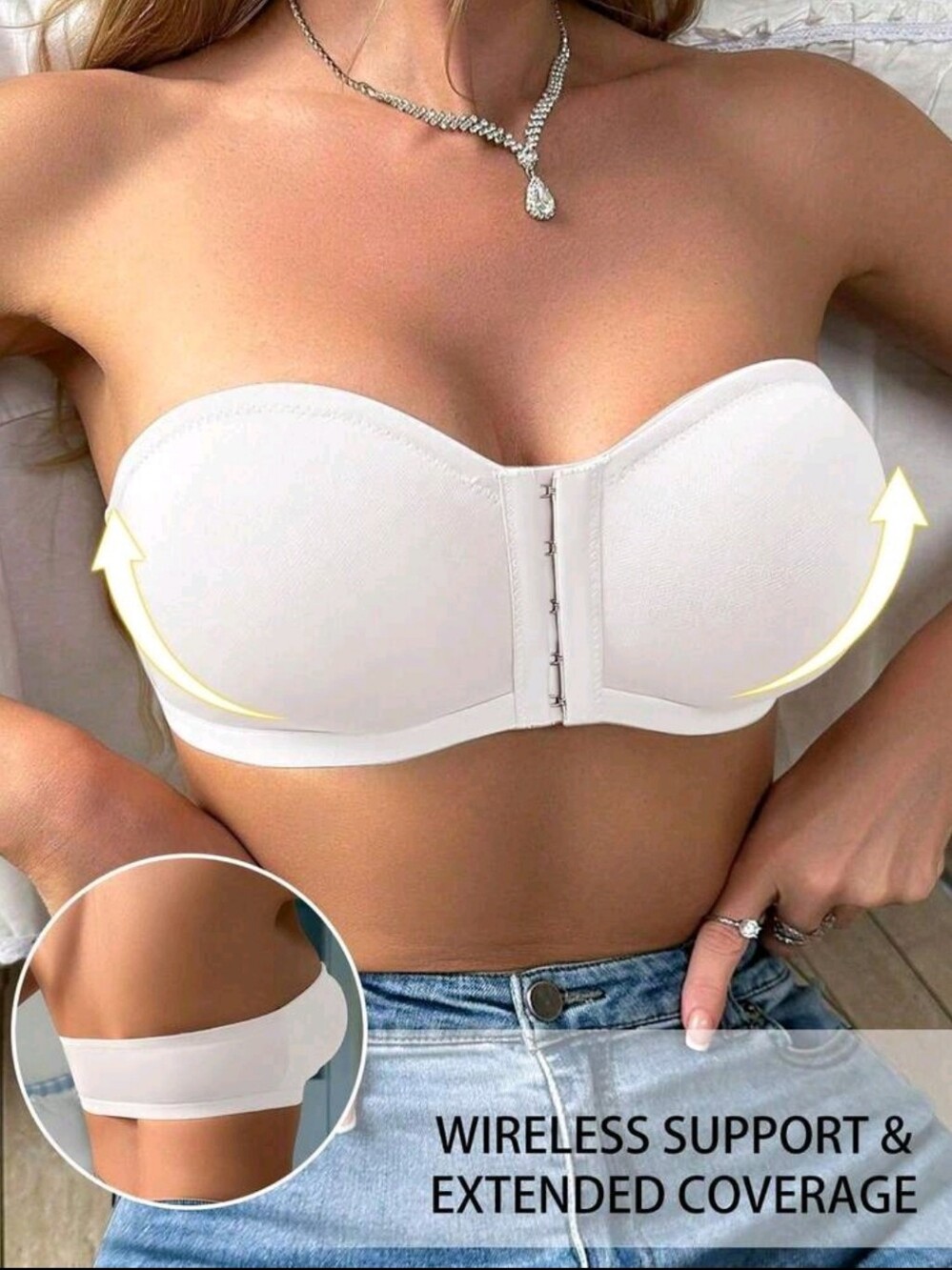 NWT Strapless White Bandeau Bra with Hook Back‎